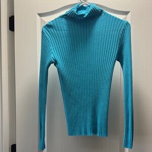 Women's Ribbed Turquoise Sweater